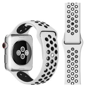 NEW[BAND] White-BK Sport Silicone For Apple Watch